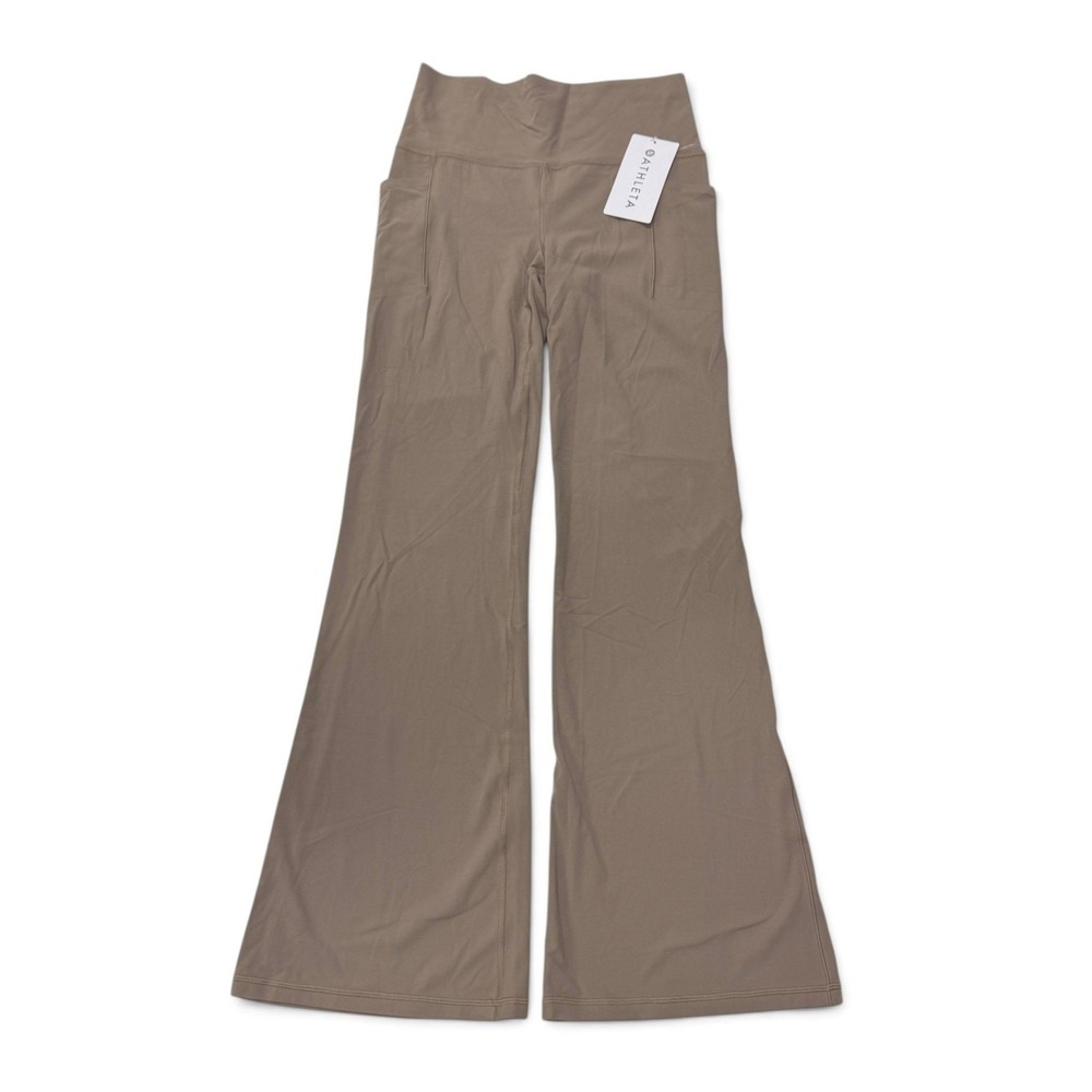 Athleta Salutation Stash Flare Pants Brown Taupe Powervita High Rise Medium NWT